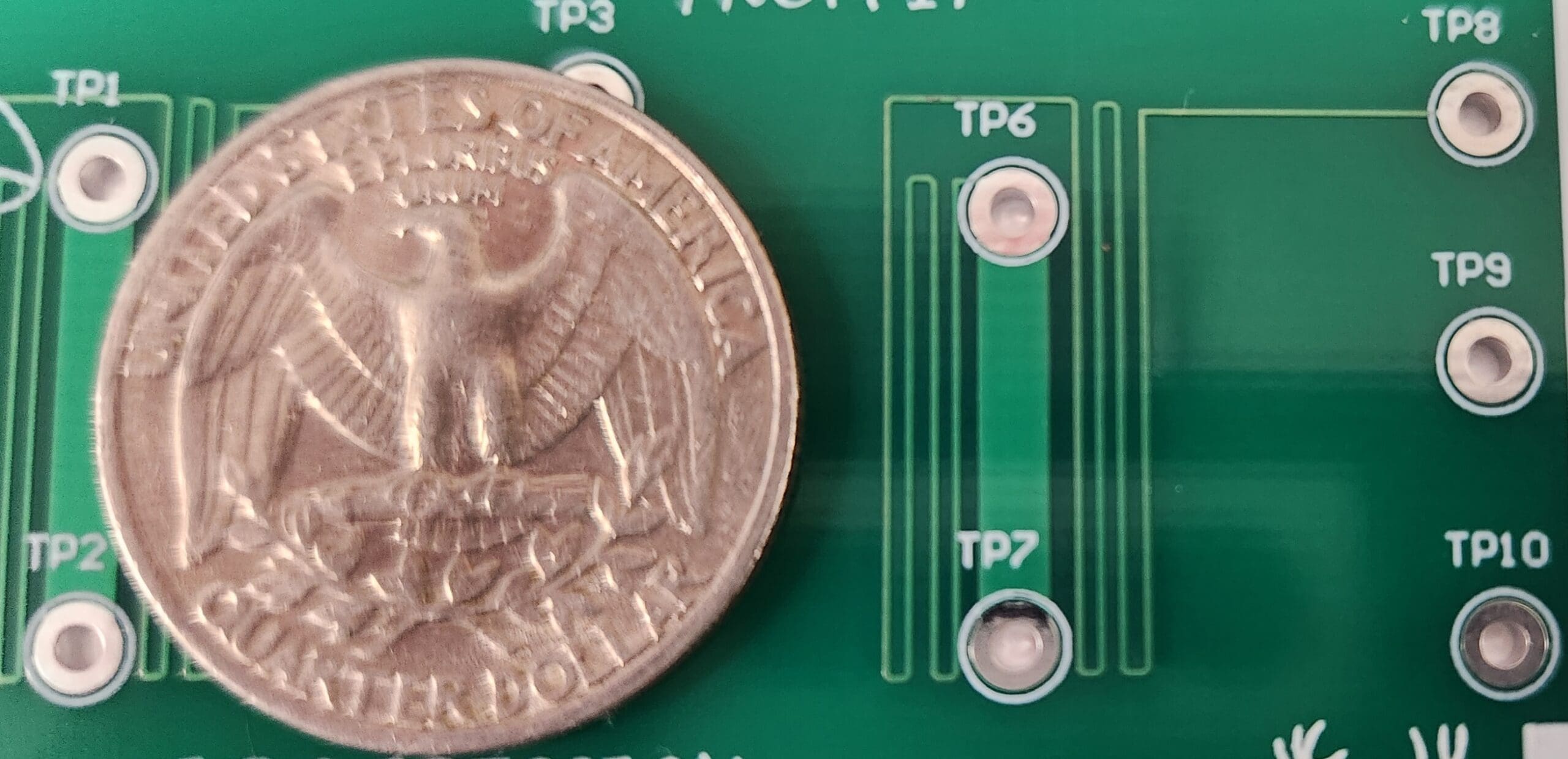 Vista ampliada de la placa de prueba