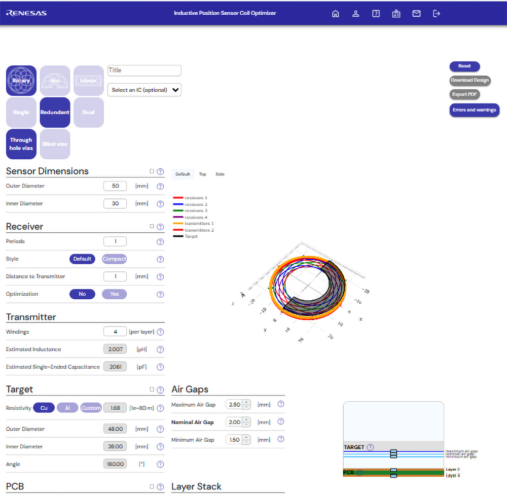 Optimizador de bobina del sensor de posición inductivo de Renesas