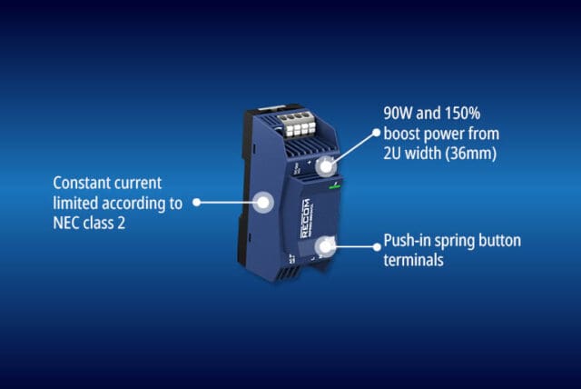 Una fuente ultradelgada de CACC para carril DIN suministra 90 Wjpg