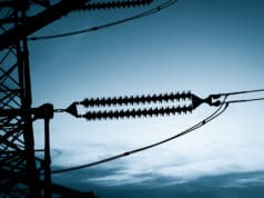 electricity high voltage pole and sky