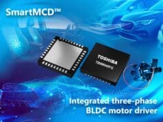 Toshiba presenta muestras del dispositivo SmartMCD™ TB9M040FTG, que integra MCU y MOSFET para el accionamiento directo de motores BLDC compactos para automoción Toshiba presenta muestras del dispositivo SmartMCD